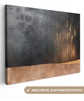 Obrázek produktu pro OneMillionCanvasses® - Plátno - Abstraktní - Zlaté - Design, nástěnný obraz, nástěnné dekorace obrazy obývací pokoj, 80x60cm