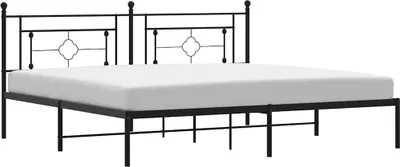 Productafbeelding van vidaXL Bedframe met hoofdeinde, metaal, zwart, 193x203 cm