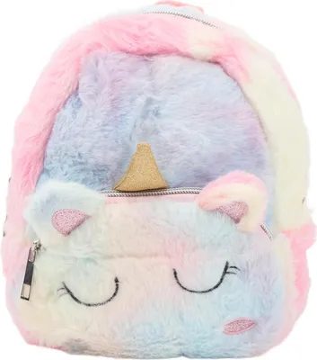 Produktbild von Süßer Cartoon-Rucksack Weicher Plüsch-Spielzeugrucksack Kompakter Schulranzen mit verstellbarem Gurt für Mädchen, Kinder und Kleinkinder Bunt S