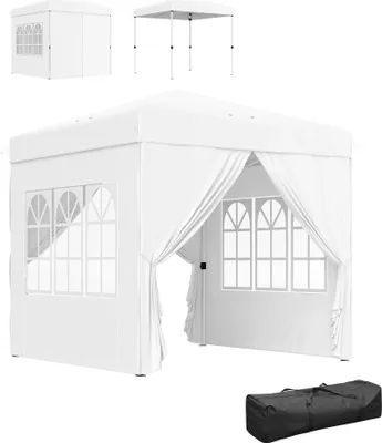 Image de Pavillon pop-up - Tente pliante - 2,5 x 2,5 m - 4 parois latérales anti-UV - Tissu Oxford - Pliable - Bleu