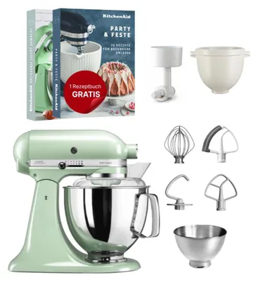 Produktbild von KitchenAid 4,8 L 5KSM175 Artisan Küchenmaschine Breadlover mit Getreidemühlenvorsatz + Brotbackschüssel Pistazie