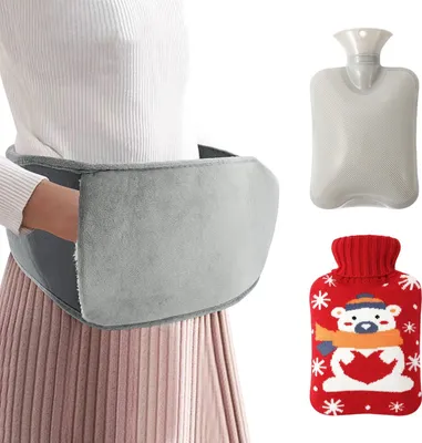 Produktbild von 3 in 1 Wärmflasche mit Gürtel, 1L Auslaufsicher Groß Wärmflaschen, Bis zu 4-6 Stunden warm, Schnelle Schmerzlinderung, Komfort für den Bauch, Ideales Geschenk für Freundinnen und Familien