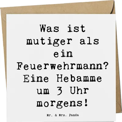 Produktbild von Mr. & Mrs. Panda Grußkarte Spruch Mutige Hebamme - Weiß - Geschenk, Schwangerschaft, Klappkarte, Geburt, handgefertigte Geschenke, Beruf, Hebammen Hingabe, kreative