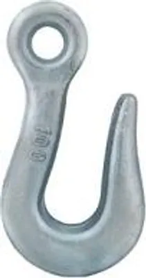 A close-up, isolated shot of a metal hook.