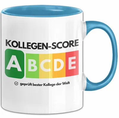 Produktbild von Kollege-Score Tasse Geschenk Bester Kollege Der Welt Abschied Witz Abschiedsgeschenk (Blau)