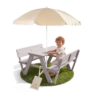Produktbild von roba Kinder Outdoor+ Set Sitzgruppe ‚Picknick for 4‘, mit Rückenlehne inkl. Sonnenschirm