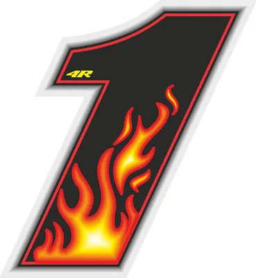 Immagine prodotto di Adesivo numero di gara per moto "1" Fiamme 100 x 130 mm