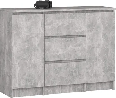 Produktbild von Akord Kommode 2-Türig 3 Schubladen Betonoptik 101X35X76 Cm