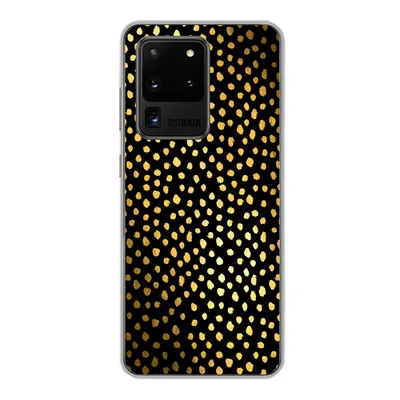 Produktbild von MuchoWow® Handyhülle Schutzhülle Hülle für Samsung Galaxy S20 Ultra Polka dots - Gold - Schwarz Silikon Softcase Handy Hülle - Karteninhaber
