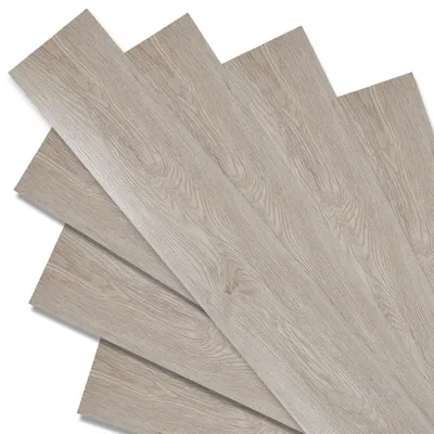 Obrázek produktu pro PVC vinylová podlahová krytina, 1 m², samolepicí, vinylové lamely, protiskluzové, voděodolné, 7 kusů, vinylové desky s dřevěnou strukturou (světle šedá)