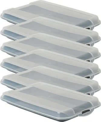 Produktbild von Novaliv 6er-Set Anthrazit Premium Aufschnittbox mit Transparentem Deckel, Frischhaltedosen für Wurst & Käse Maße 25x17x3 cm Kühlschrank Organizer Knäckebrotbox Wohnung must-have Küchen Gadgets