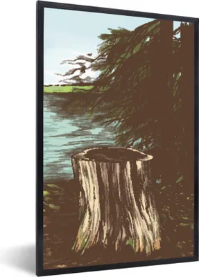 Produktbild von MuchoWow® MuchoWow® Gerahmtes Poster Baum - Meer - Illustration 60x90 cm - Poster mit zchwarzem Bilderrahmen - Kunst