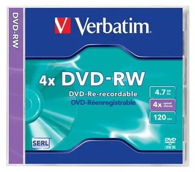 Obrázok produktu pre Verbatim VB-DMW44JC, DVD-RW, 120 mm, Tenký obal, 1 kusov, 4,7 GB