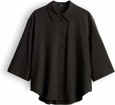 Produktbild von Damen Bluse Zanarlie mit klassischem Hemdblusenkragen, 3/4-Ärmeln und Brusttasche