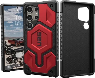 Image de Uag Monarch Pro Case pour Samsung Galaxy S24 Ultra 5G avec module magnétique - Noir et rouge