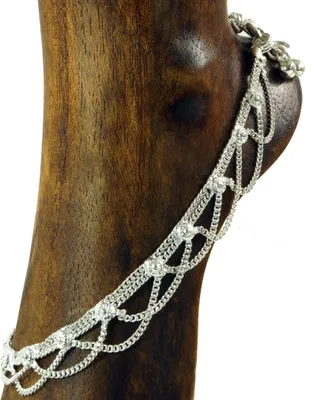 Produktbild von Indisches Bollywood Fußkettchen, Orientalische Fußkette mit Glöckchen - Modell 14, Silber-Farben, Metall, 2,5* cm, Fußketten & Bauchketten