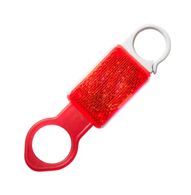 Produktbild von Reflektierender Flaschenhalter mit LED-Leuchte und Karabinerhaken / Farbe: rot