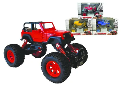 Produktbild von GIRST Kinder Spielzeug Offroad-Truck mit 4x4-Rückzug & gefedertem Fahrwerk 1:43 mehrfarbig