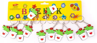 Produktbild von 12er Set Kaktus Schlüsselanhänger - Bunter Anhänger für Schlüssel & Tasche - Tolles Geschenk