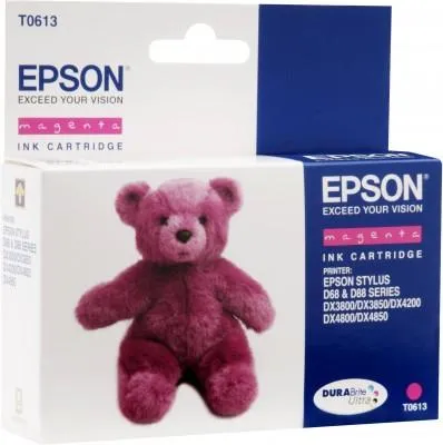 Produktbild von Epson Teddybear Singlepack Magenta T0613 DURABrite Ultra Ink, Magenta, Tinte auf Pigmentbasis, 8 ml, 1 Stück(e), Einzelpackung