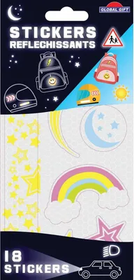 Image de 18 autocollants rétroréfléchissants - étoiles - résistants à l'eau et à l'usure