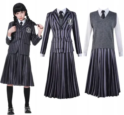 Produktbild von Hopki Wednesday Addams Schuluniform-Kostüm Mädchen Größe 152/158