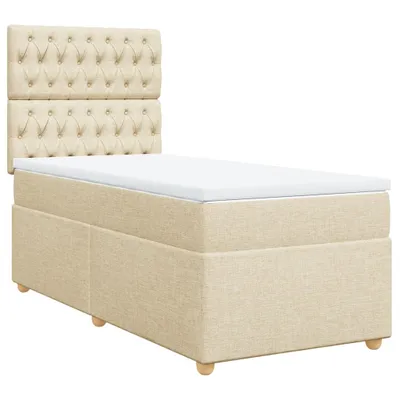 Produktbild von Boxspringbett mit Matratze Creme 90x200 cm Stoff
