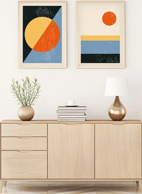 Produktbild von Wallity, Dekoratives Gerahmtes MDF Gemälde (2 Stück), 50 x 70 cm | 100% MDF (3 mm), Rahmen: 100% MASSIVHOLZ (2,5 cm) | Stilvolle Wanddekoration für jedes Zuhause.