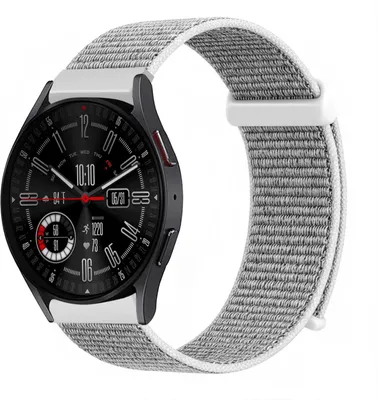 Produktbild von Smartwatch Armband für Samsung Galaxy Watch4 Classic 46mm Nylon Textil Band Ersatzband Wechselband Klettverschluss flexibel atmungsaktiv Grau