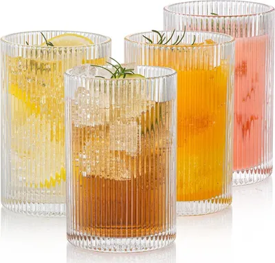 Zdjęcie produktu dla Zestaw karbowanych szklanek do koktajli 500 ml Zestaw 4 filiżanek do kawy w stylu origami