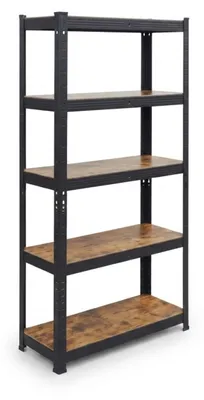 Schwerlastregal 5 Böden 180x90x40 cm Stahl/MDF schwarz/braun