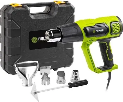 Obrázek produktu pro Horkovzdušná pistole Fieldmann FDHP 202002-E, 2000 W, nastavitelná teplota až 600 °C, průtok vzduchu 300–500 l/min, 5 kusů příslušenství v balení