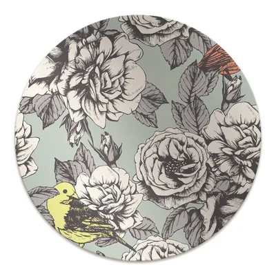 Produktbild von Rundmatte - Stuhlunterlage Bürostuhlunterlage - Rund Ø 100 cm - Bodenmatte - Fußmatte - Rosen und Vögel