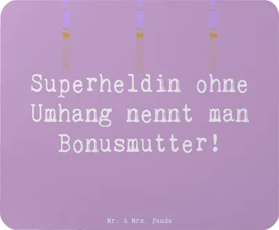 Produktbild von Mr. & Mrs. Panda Mouse Pad Spruch Bonusmutter Superheld - Lavendeltraum - Geschenk, Mousepad, laptop mauspad, Lächeln, Elternteil, pc, Mutterfigur, Verwandte, Weihnachten
