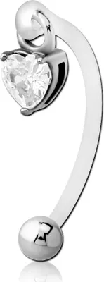 Produktbild von viva-adorno Intimpiercing KVV Christina Bioflex Piercing Banane Kristall Klar Herz Anhänger Bauchnabelpiercing Z550h