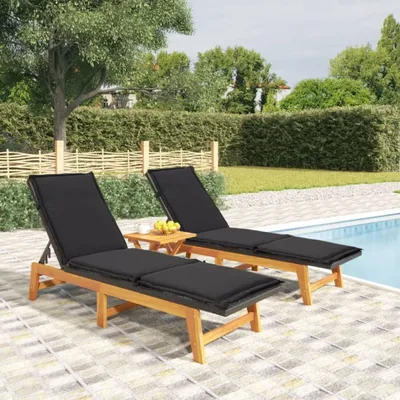 Produktbild von The Living Store 3-tlg. Garten-Lounge-Set Poly Rattan & Massivholz Akazie