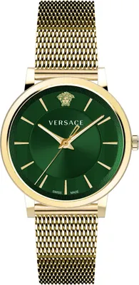 Produktbild von Versace VE5A00820 V-Circle Gent grün gold Edelstahl Armband Uhr Herren NEU