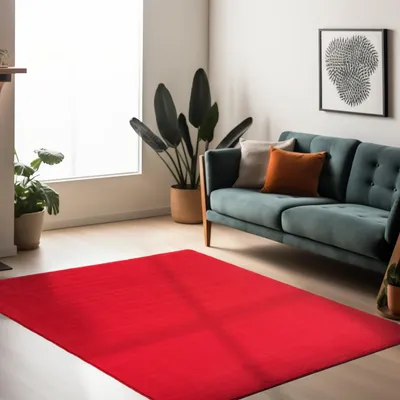 Produktbild von Kurzflorteppich, einfarbig rot, Wohnzimmerteppich, rutschfeste Unterseite 240 x 340 cm