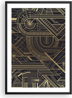 Produktbild von Gerahmtes Poster - Schwarzer Rahmen - Ornament Gold Schwarz - 50x70 cm - Wand Bild - Wanddeko - Wandbilder - Kunstposter - Wandposter - Bilderrahmen - Bilder - Kunstdruck - P2BPA50x70-4522