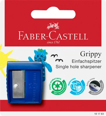 Obrázek produktu pro Faber-Castell 181783, Ruční ořezávátko, Modrá, Recyklovaný plast, Pro praváky i leváky, Blistr, 1 kusů