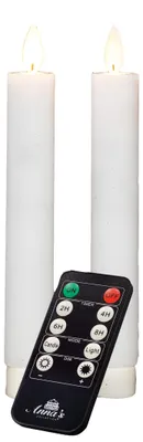 Productafbeelding van Dinerkaars wax led bewegende vlam op batterij met afstandsbediening 2 stuks h18 cm wit Anna's Collection