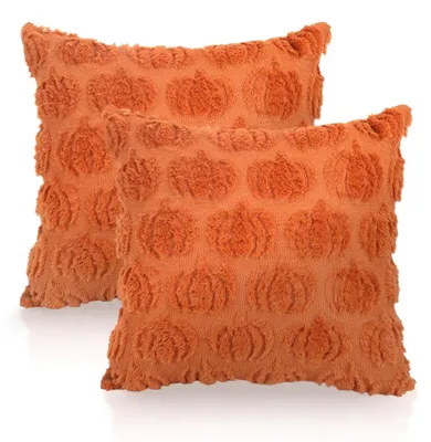 Imagen del producto de Juego de 2 fundas de cojín, 45 x 45 cm, con motivos de calabazas, para la decoración otoñal
