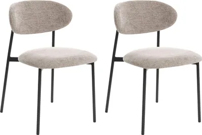 Obrázek produktu pro BELIANI Sada 2 jídelních židlí taupe čalouněné sedáky a opěradla černé kovové nohy moderní design