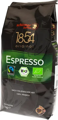 A bag of Schirmer Espresso coffee beans.