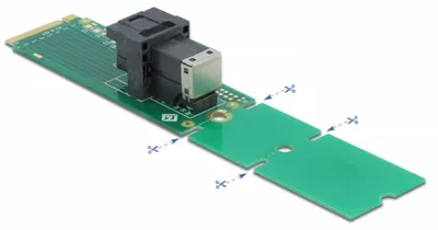 Obrázek produktu pro DeLOCK Adaptér M.2 Key M na SFF-8643 NVMe 22110/2280/2260, M.2, SFF-8643, Zelená, Závěsný obal