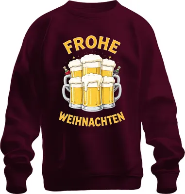 Produktbild von FROHE WEIHNACHTEN Weihnachtsbier Bierkrug Bierliebhaber Geschenk Uni Sweatshirt Pullover, Burgundy, XXL