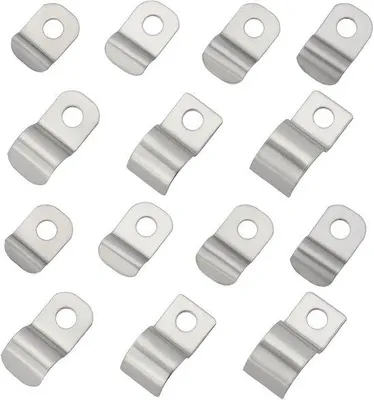 Imagen del producto de 140 tornillos de acero inoxidable con un orificio para diferentes diámetros de cable