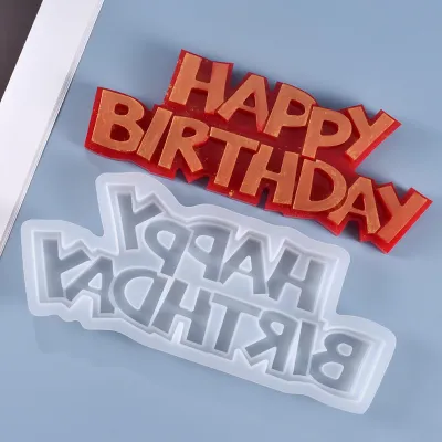 Produktbild von Kuchendekoration Schimmel duftellos nicht schicke Lebensmittelqualität Silikon 3d alles Gute zum Geburtstag Buchstaben Zuckerhandwerk Schokolade für DIY