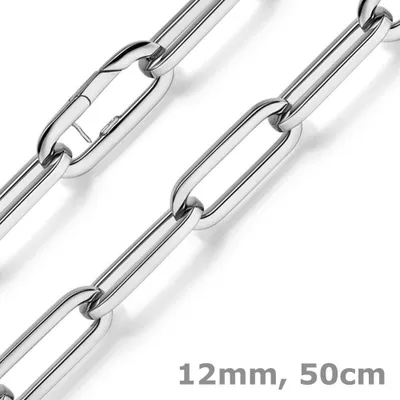Produktbild von 12mm Paper Clip Weit-Anker Kette Collier Halskette aus 585 Gold Weißgold 50cm