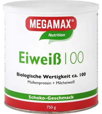 Produktbild von MEGAMAX Nutrition Eiweiß 100 Pulver Schoko-Geschmack, 750 g Pulver